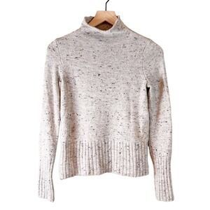 Madewell Womens XS Donegal Speckled Mock Neck Wool Blend Ribbed Hem Sweater Gray